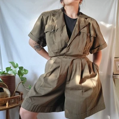 Mameluco de una pieza vintage Karen Alexander SF diseño militar francés años 70-80  Foto 1 de 4