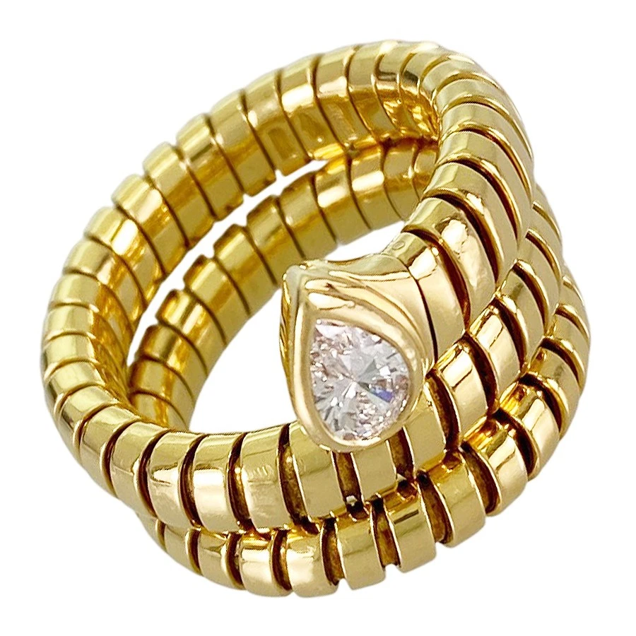 Anillo de diamantes de oro amarillo tubogas BVLGARI Foto 1 de 4