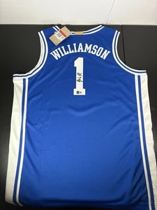 Zion Williamson Autographed Signed Duke Blue Devis Nike NCAA Jersey Beckett Coa - Picture 1 of 21