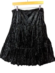 Rampage Samt schwarz Gr. 14 Rock Goth Stufen skurril Vintage Witchy viktorianisch - Bild 1 von 12