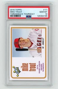 PSA 10 Mike Trout 2016 Topps Throwback Thursday #111 1974 Home Run King Angels - Imagen 1 de 2