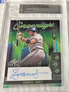 ANDRUW JONES 2023 LEAF METAL ENCASED PROOF CLEAR GREEN LIGHT AUTO 1/1 BRAVES - Picture 1 of 1