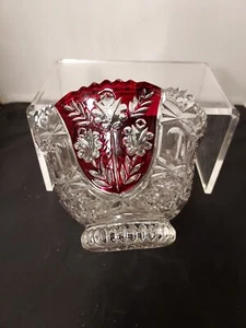 Plato de caramelo vintage Anna Hutte cristal de plomo rojo rubí - Imagen 1 de 6
