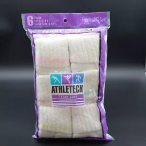 6 calcetines cómodos acolchados de felpa vintage Athletech para mujer 9-11 rayas pastel - Imagen 1 de 7
