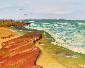 Gorgeous Oil Painting. La Jolla San Diego Ocean Scene. Original. Impressionism - Picture 1 of 8
