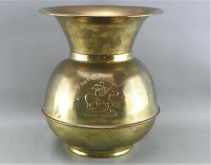 Vintage Pony Express Chewing Tobacco Gut Plug Brass 10" Cuspidor Spittoon Vase