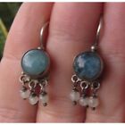 Vintage 925 Sterling Silver Blue Quartz and Moonstone dangle earrings