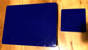 Set of 8 Royal Blue / Mid Blue Acrylic Plastic Table Mats Placemats & Coasters