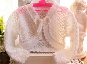 Bolero Kinder Häckelbolero 74 - 140 Häckeljacke Jacke Jäckchen z. Kleid weiß - Bild 1 von 1