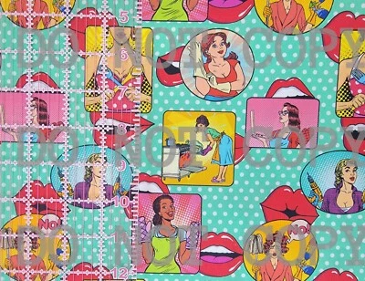 Custom 100% Cotton Woven Fabric Retro Housewife Green Polka Dot 1/4 Yard 9x56 - Image 1 of 2