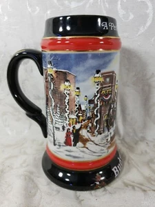 Budweiser Christmas Beer Stein - 1992 - A Perfect Christmas - Bud Clydesdales - Picture 1 of 6