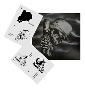 AS-346 Skull step by step stencil template acryl airbrush spray wall paint - Picture 1 of 5
