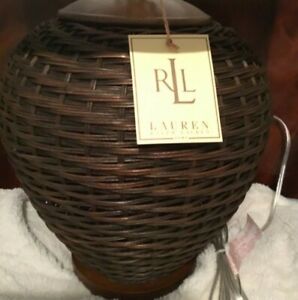 RALPH LAUREN Rattan Table Lamp  (BASE ONLY). Round Weaving, Wood Base