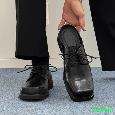 Spring Men's Square Toe Dress Formal Leather Slippers Shoes Mules Casual Loafers - Image 1 of 4