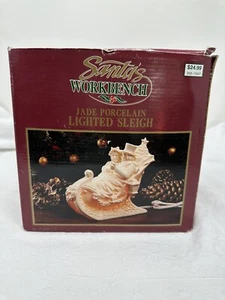 Santa’s Workbench Jade Porcelain Lighted Sleigh Christmas Victorian look elegant - Picture 1 of 14