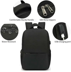 Waterproof Men Women Backpack Bag School Travel Laptop Bags USB Charging Port - Picture 1 of 20