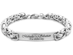 ID Edel-King Bracelet acero inoxidable con grabado a petición pulsera de pareja plata - Imagen 1 de 10