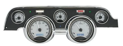 Kit de medidores analógicos Dakota Digital 67 68 Ford Mustang plateado blanco VHX-67F-MUS-S-W Foto 1 de 4