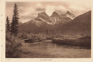 Canadian Pacific Rockies Byron Harmon Vandyck Photogravure The Three Sisters - Picture 1 of 1