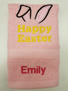 Personalised Easter gift face cloth bunny ears name embroidered present custom - Picture 1 of 2