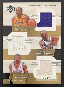 2003-04 Honor Roll Kobe Bryant Kevin Garnett McGrady Triple Warm-Ups GOLD 11/25 - Picture 1 of 2
