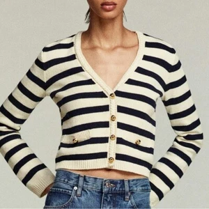 Cardigan Frame Harbor colore navy multi righe taglia media - Foto 1 di 5