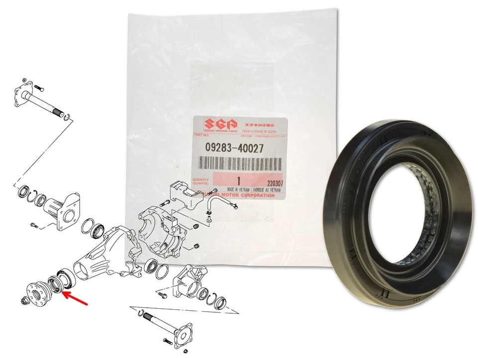 Sello de aceite diferencial trasero 09283-40027 OE para Suzuki Grand Vitara Jimny Samurai Foto 1 de 1