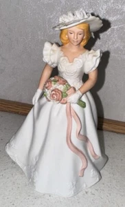 Avon 1986 Albee Award Porcelain Statue Figurine Victorian Bride Peach White Rose - Picture 1 of 4