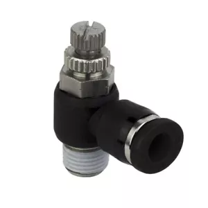 10 x 1/2" Außendurchmesser x 1/2" NPT Luft Winkel Durchfluss Regelventil Rohr Steckverschraubung - Bild 1 von 3