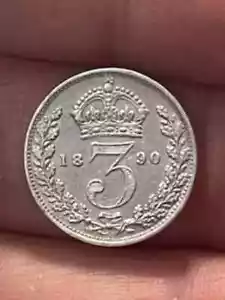 1890 🇬🇧 UK GB 3 PENCE .925 SILVER KM# 758 Victoria ***XF/AU*** COIN - Picture 1 of 2
