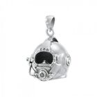 Scuba Diving Helmet 3D Dive Sterling Silver Pendant by Peter Stone Fine Jewelry