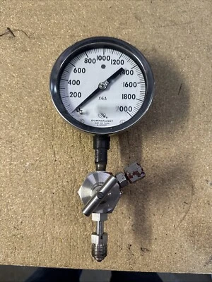 Tubo y enchufe Ashcroft Duragauge A1S1 316 2000 PSI con accesorio de válvula Foto 1 de 4