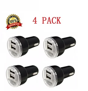 4x USB Car Charger Adapter 2.1A For LG HTC Samsung iPhone All Cell Phone Black - Picture 1 of 3