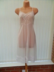 V43 VTG SIDROY 60'S ULTRA SHEER WHITE RUCHED NYLON SLIP CHEMISE 12/14 39" NWOT - Picture 1 of 13