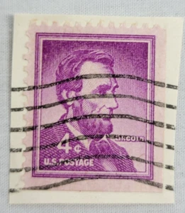 U.S. Postage ~ Abraham Lincoln ~ Cancelled/Post ~ Purple 4¢ Stamp -c.1956 ~ W33 - Picture 1 of 6