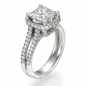 Affordable 14K White Gold Princess Cut Diamond Engagement Ring 1.65 CT F/SI1 - Picture 1 of 2