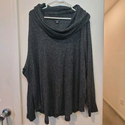 Lucky Brand Cowl Neck Pullover, 3X Gray / Black  - Image 1 of 4