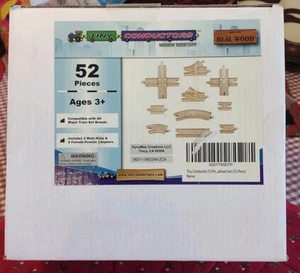 52-Piece Wooden Train Track Lot Railway Set NIB Real Wood - Picture 1 of 3