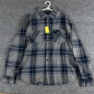 Gioberti Shirt Mens XL Blue Gray Plaid Flannel Button Front Long Sleeve Pockets - Picture 1 of 12
