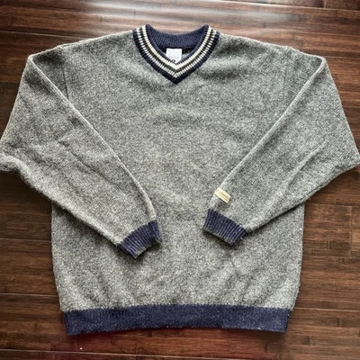 Suéter de Colección Columbia 100% Lana Shetland Cuello en V Para Hombre Gris Medio y Azul Marino Foto 1 de 4
