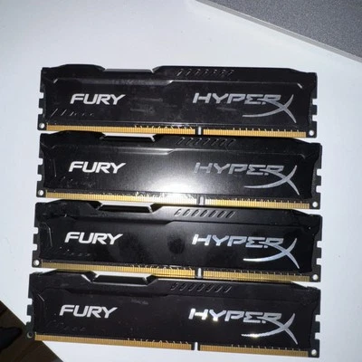 HYPER X FURY 16GB (4X4 Kit) DDR3 RAM 1866 CL10 - HX318C10FBK2/8 UNTESTED  - Image 1 of 3