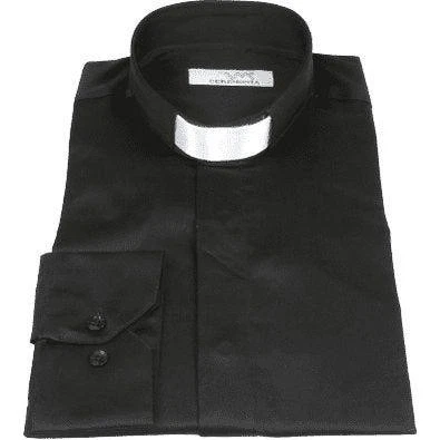 Camicia Uomo CERIMONIA Clero Pastore Sacerdote 100% Cotone Turchia #stn 15 HYB Nera - Immagine 1 di 4