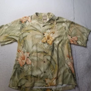Tommy Bahama Men M Silk Floral POIPU BAY LOGO Button Short Sleeve Shirt Hawaiian - Picture 1 of 9