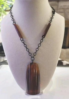  Art Deco Lucite Necklace Barrel Links  Statement 22" - Image 1 of 4