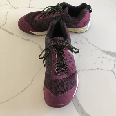 女士 Reebok 尺寸 8.5 Crossfit Nano 6 AR0488 Kevlar 运动鞋紫色锻炼 — 第 1/4 张图片
