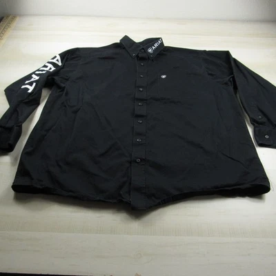 Ariat Shirt Mens 2XL XXL Black Button Down Cotton Outdoor Spellout Long Sleeve - Image 1 of 4