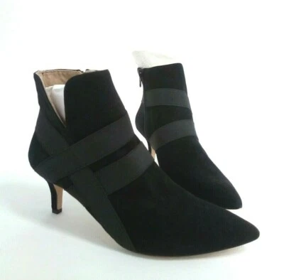 G.I.L.I. Pointed Toe Suede Georgette Ankle Booties, Black, 7.5 M - Image 1 of 2