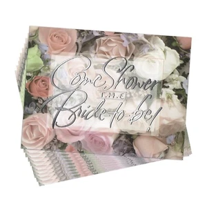 Set of 10 Rose BRIDAL SHOWER Recipe Share Invitations + Envelopes by AGC - Picture 1 of 6