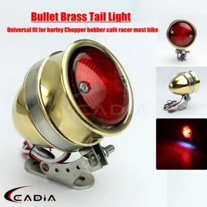Brass Vintage Rear Fender LED Brake Tail Light Fit For Harley Cafe Racer Chopper - Foto 1 di 9