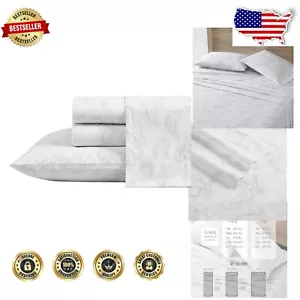 Stylish Twin Cotton Sheet Set with Deep Pocket & Fish Atol Pattern - Easy Care - Picture 1 of 11